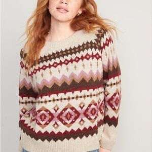 NWT Cozy Shaker Stitch Fair Isle sweater